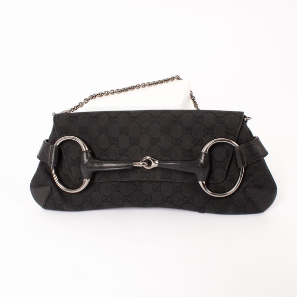 Monogram Gucci Horsebit Clutch black - Picture 2 of 4